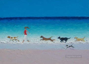 hunde spielen poker Ölbilder verkaufen - Mädchen mit Hunde am Strand laufen